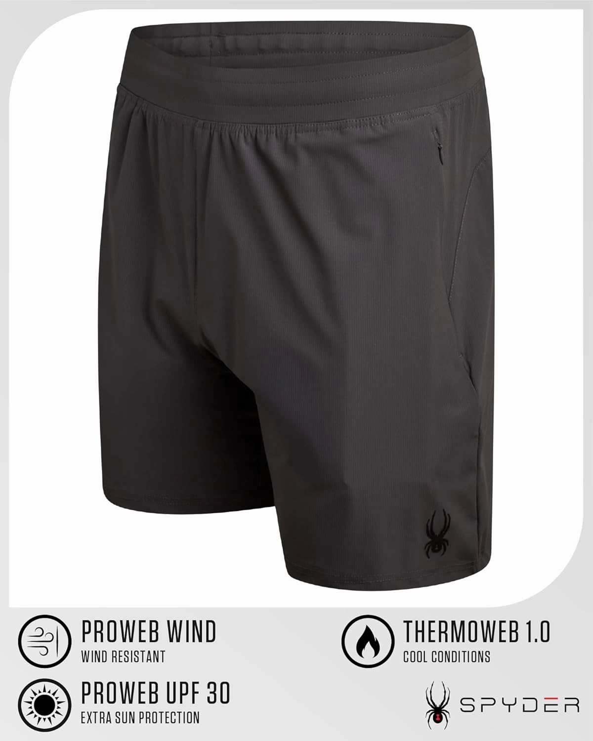 Spyder Men's Gym Shorts - Nylon Stretch 7'' Knit Active Workout Shorts with Zipper Pockets for Running, Hiking (Sizes: S-XL)