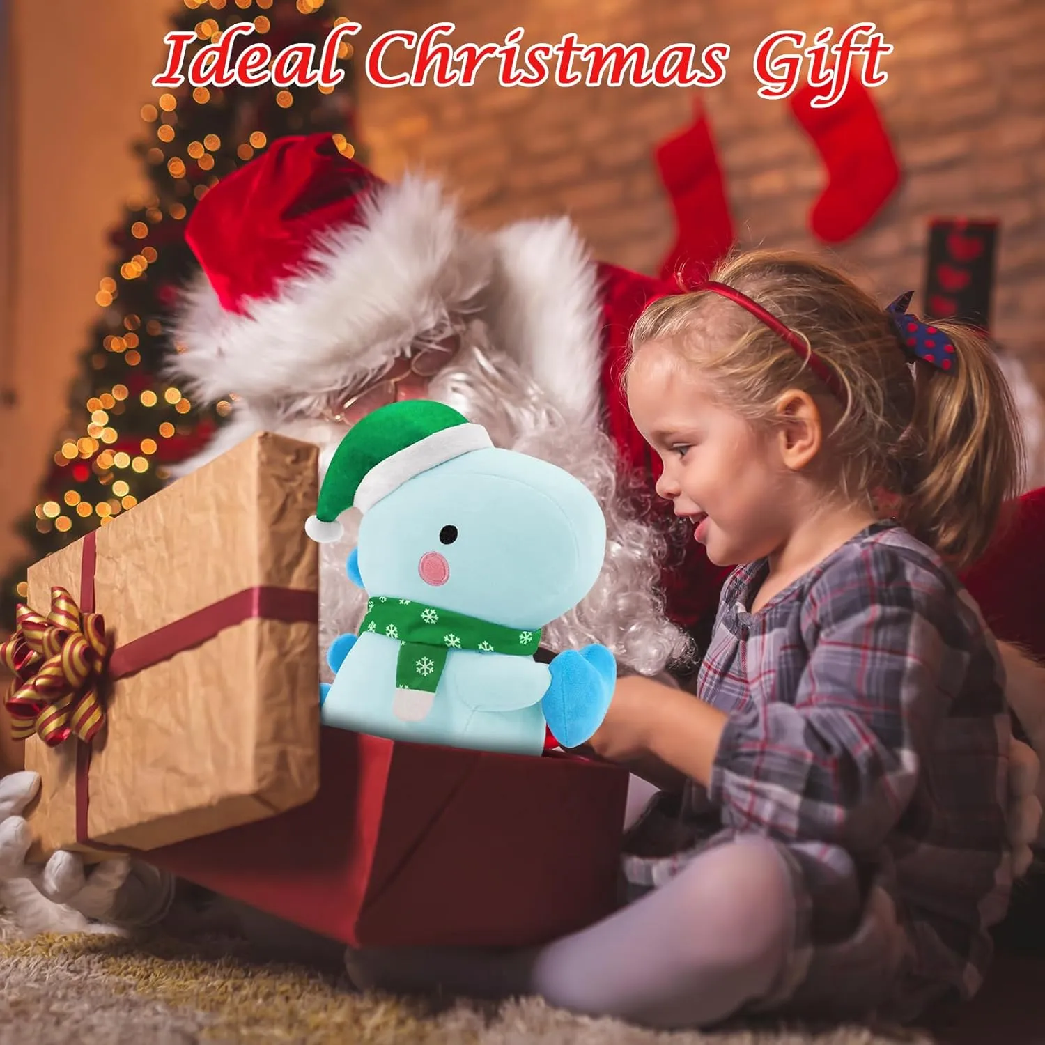 SQEQE Dinosaur Plush Pillow, Cute Loving Stuffed Dinosaur with Heart, Christmas Stuffed Animal Plush Toys Gift for Her Girls Kids (Blue, 20 Inch)
