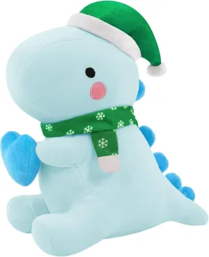 SQEQE Dinosaur Plush Pillow, Cute Loving Stuffed Dinosaur with Heart, Christmas Stuffed Animal Plush Toys Gift for Her Girls Kids (Blue, 20 Inch)