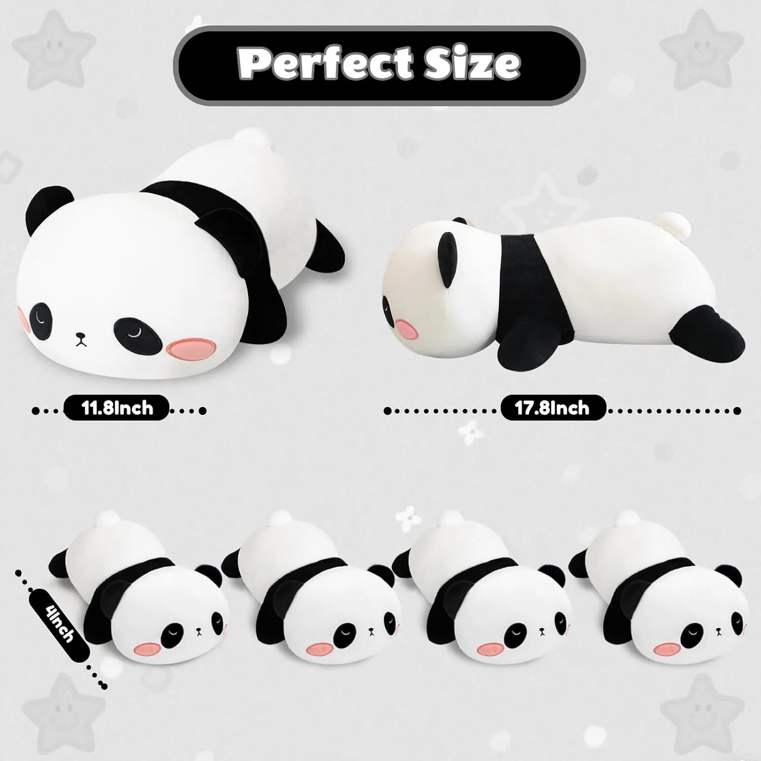 SQEQE Panda Stuffed Animals with Babies Inside Belly - 1 Mommy Stuffed Panda with 4 Cute Babies Plushie Gifts Ideal for Kids and Adults