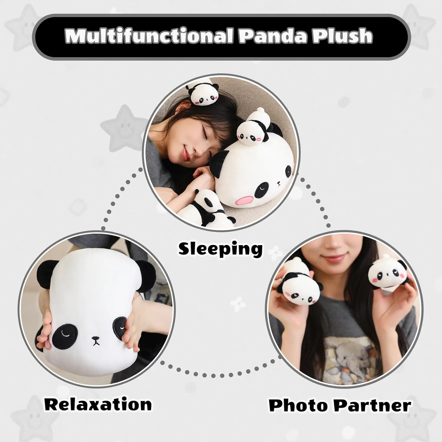 SQEQE Panda Stuffed Animals with Babies Inside Belly - 1 Mommy Stuffed Panda with 4 Cute Babies Plushie Gifts Ideal for Kids and Adults