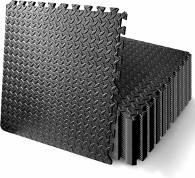 SQUATZ Thick Puzzle Exercise Mat, 25 Pcs EVA Foam Interlocking Tiles Protective Flooring for Gym Equipment and Cushion for Workouts, Durable Non-Skid Texture, Easy to Assemble, Black