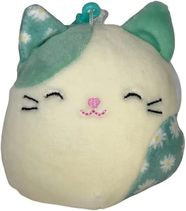 Squishmallows Official Kellytoy Easter Squad Squishy Soft Plush Toy Animal (3.5 Inch Clip, Kesla Cat)