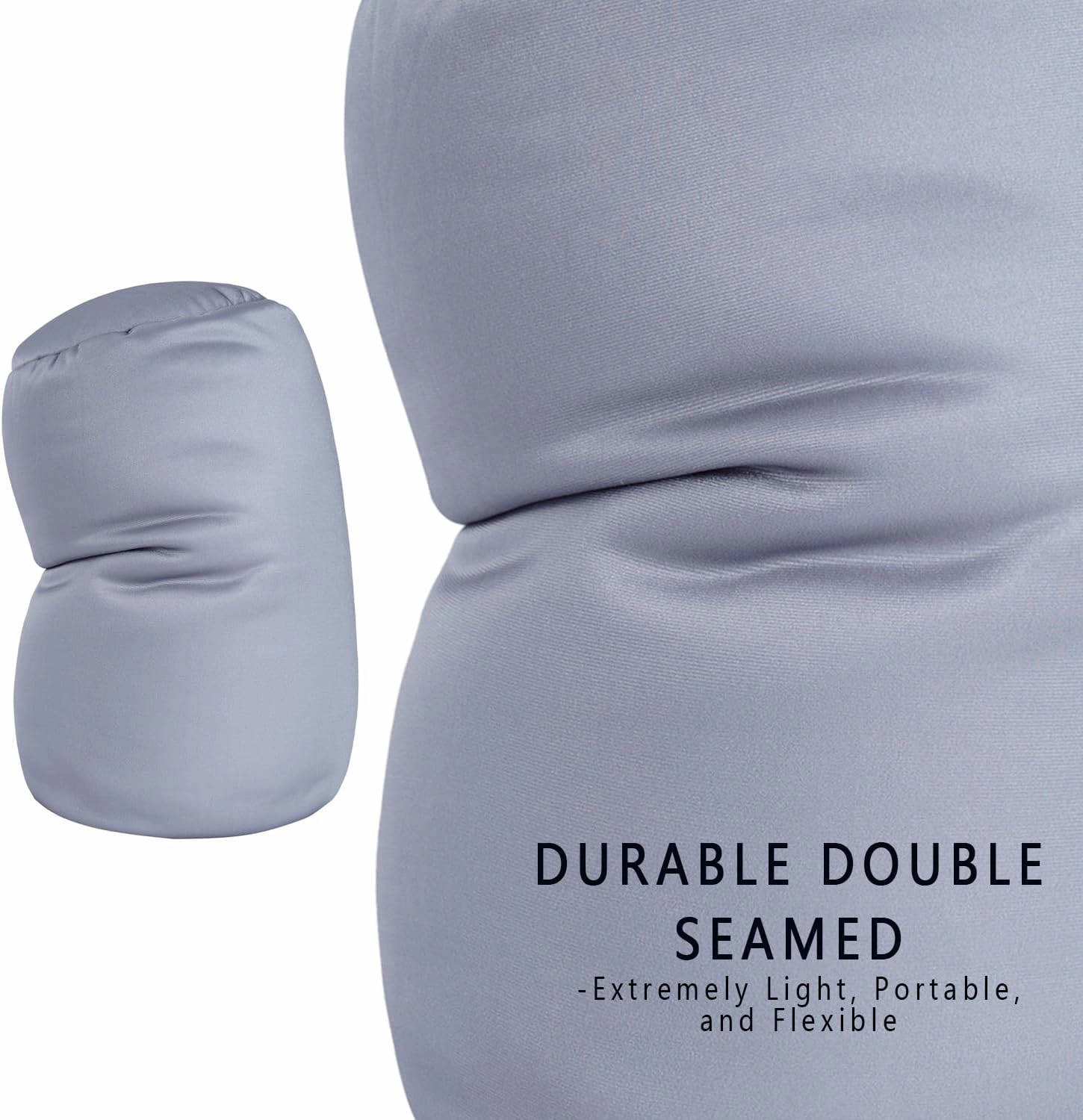 Squishy Neck Pillow, 7Inch x 12Inch Soft Travel Body Bed Pillow Bean Pillow for Kids Adult Chair Sleeping Car Seat, Fun Dormroom (Gray)