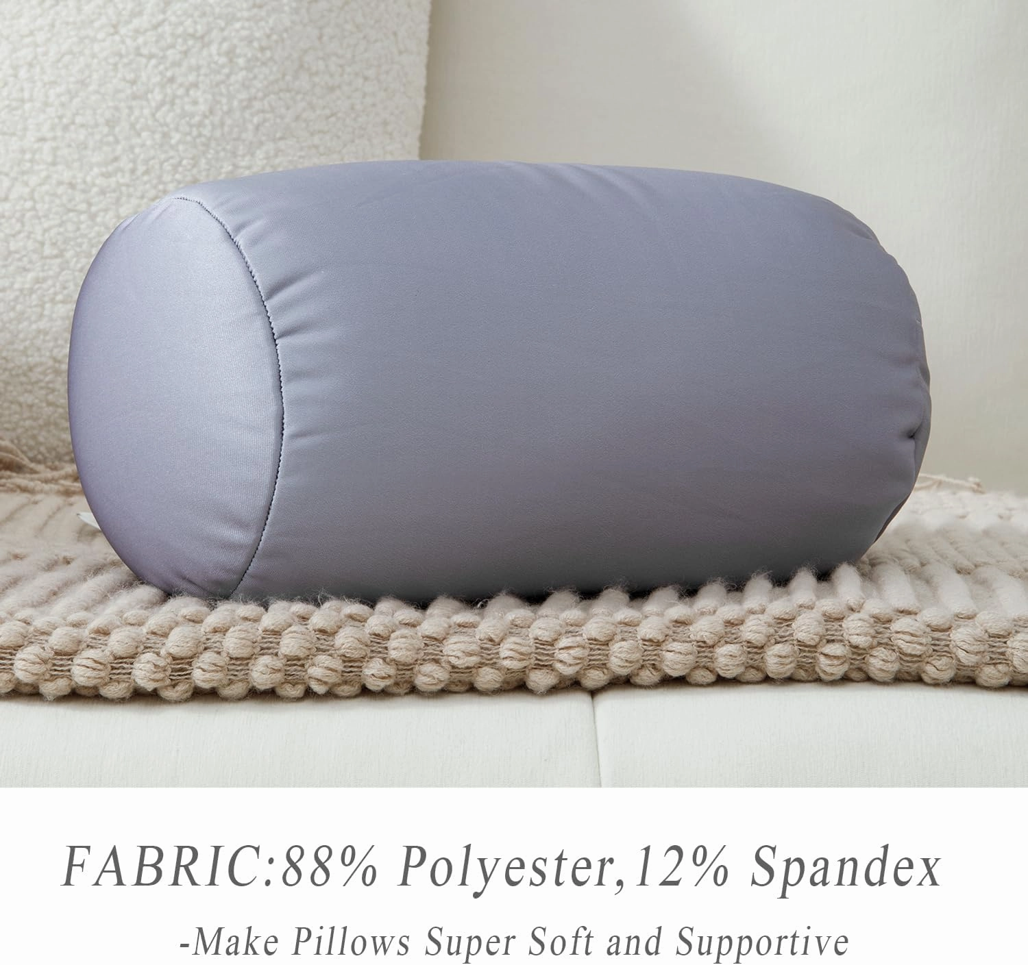 Squishy Neck Pillow, 7Inch x 12Inch Soft Travel Body Bed Pillow Bean Pillow for Kids Adult Chair Sleeping Car Seat, Fun Dormroom (Gray)