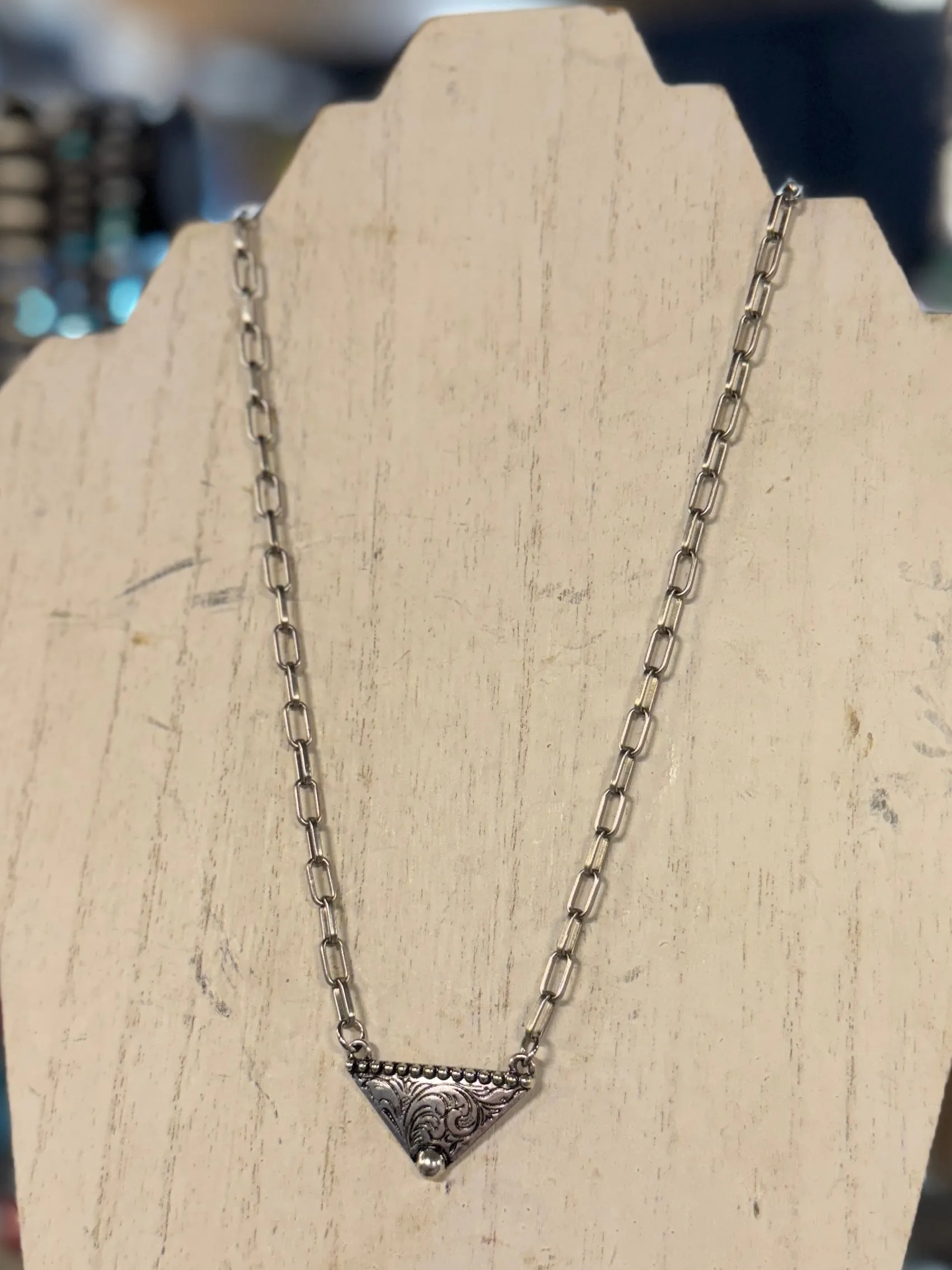 Stamped Triangle Necklace