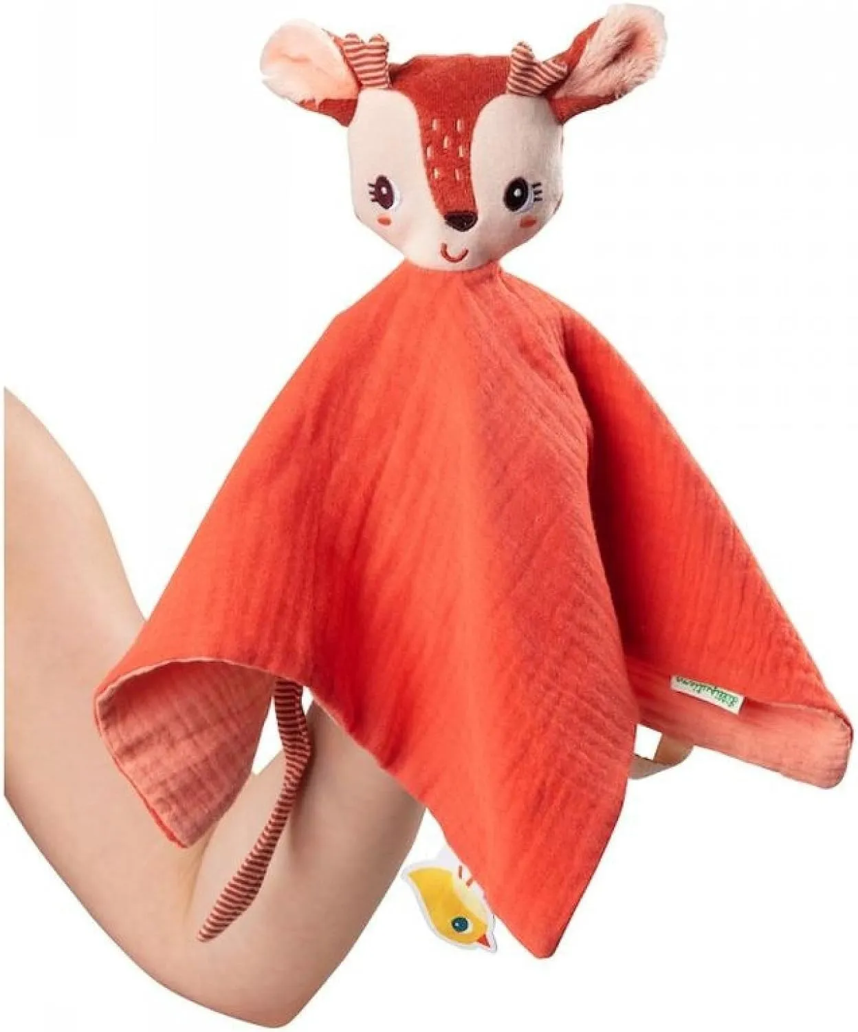 Stella The Fawn Puppet Comforter - Organic Cotton - with Dummy Clip and Name tag - Very Soft Texture - 32 x 32 cm - from Birth - 83385