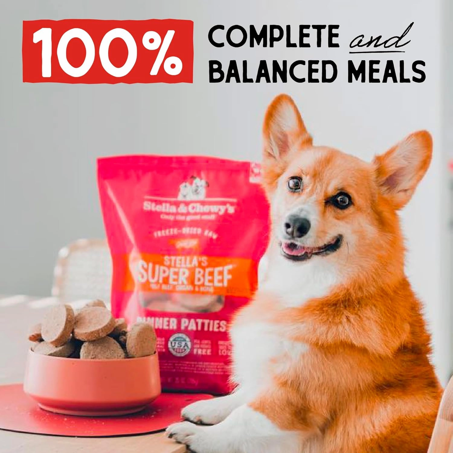 Stella & Chewy's Freeze-Dried Raw Dinner Patties - Beef Recipe - High Protein Grain-Free Puppy & Dog Food - Perfect For Picky Eaters - 5.5 oz