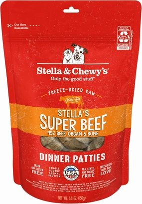 Stella & Chewy's Freeze-Dried Raw Dinner Patties - Beef Recipe - High Protein Grain-Free Puppy & Dog Food - Perfect For Picky Eaters - 5.5 oz