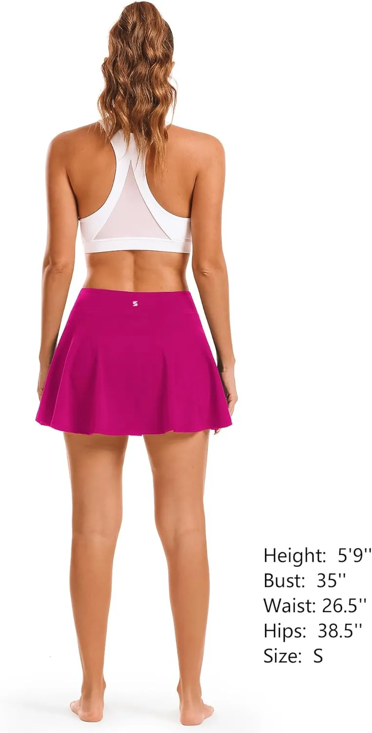 Stelle Women's Tennis Golf Skirts High Waisted with Pockets Inner Shorts for Athletic Skorts Sports Running Pickleball