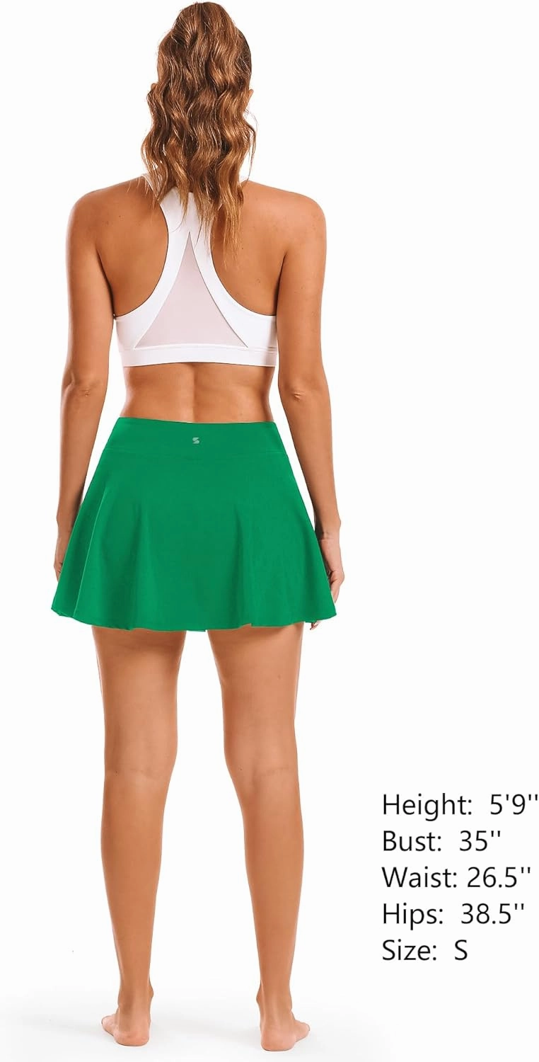 Stelle Women's Tennis Golf Skirts High Waisted with Pockets Inner Shorts for Athletic Skorts Sports Running Pickleball