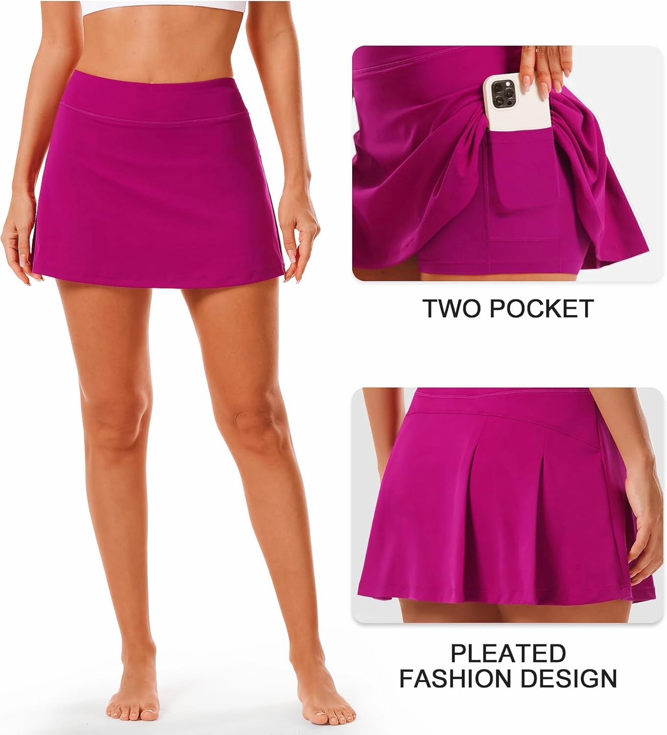 Stelle Women Tennis Skirt Golf Skorts Athletic High Waisted with Pockets Inner Shorts Sport Workout Pleated Pickleball