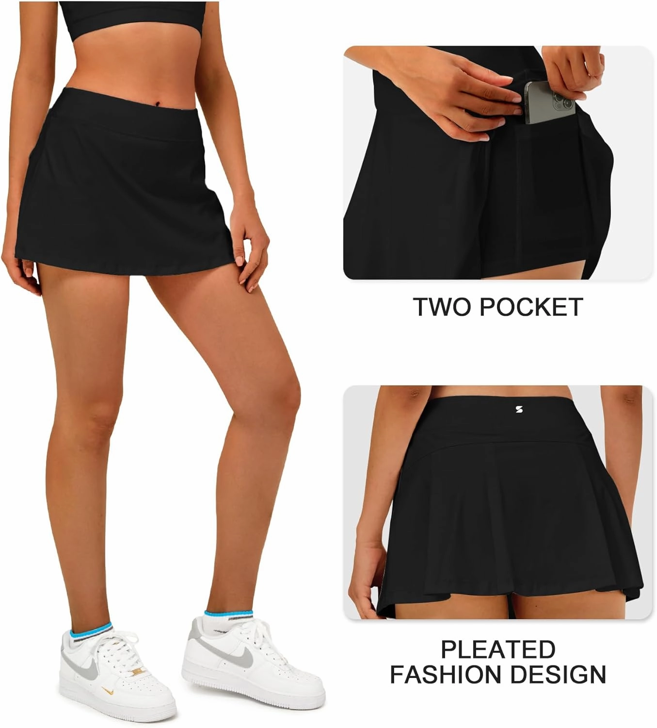 Stelle Women Tennis Skirt Golf Skorts Athletic High Waisted with Pockets Inner Shorts Sport Workout Pleated Pickleball
