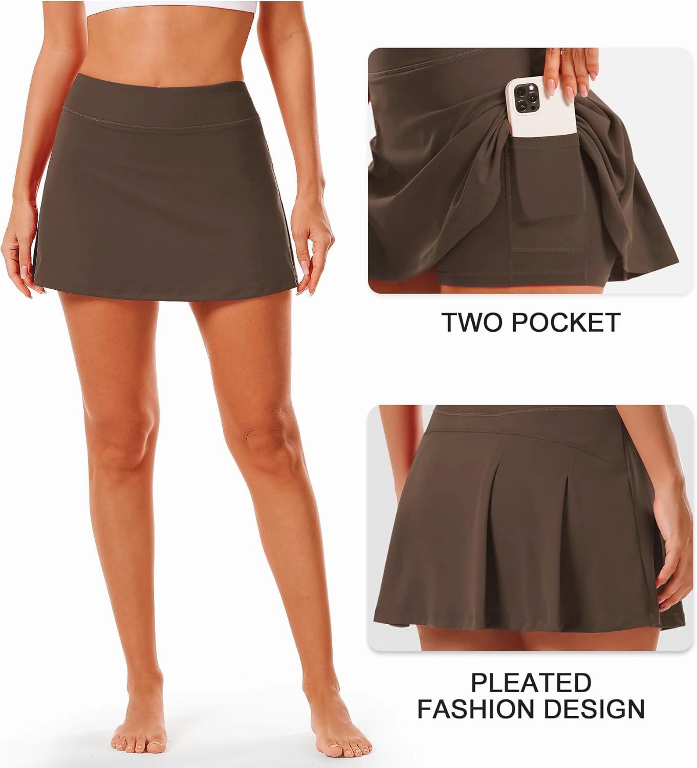 Stelle Women Tennis Skirt Golf Skorts Athletic High Waisted with Pockets Inner Shorts Sport Workout Pleated Pickleball