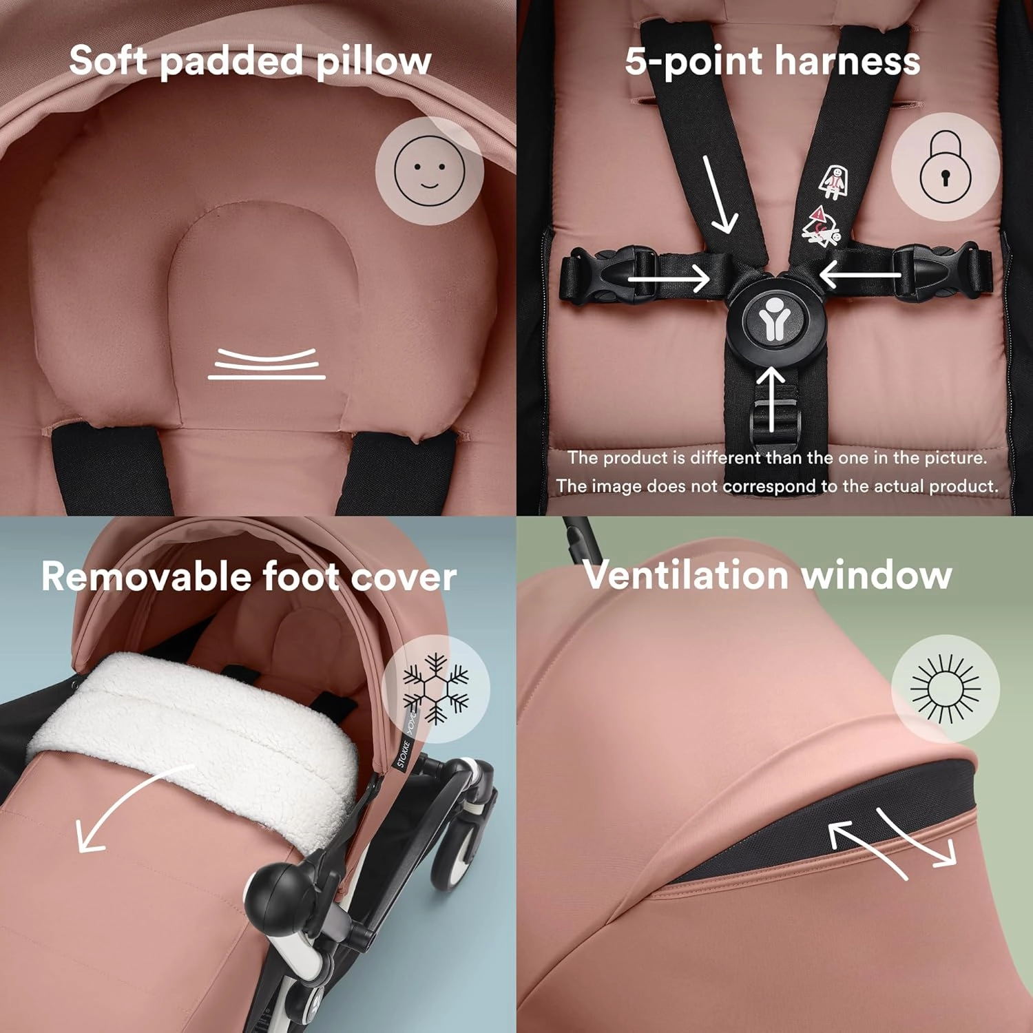 Stokke YOYO 0  Newborn Pack, Ginger - Includes Mattress, Extendable Canopy & Five-Point Harness - Requires YOYO3 Frame (Sold Separately)