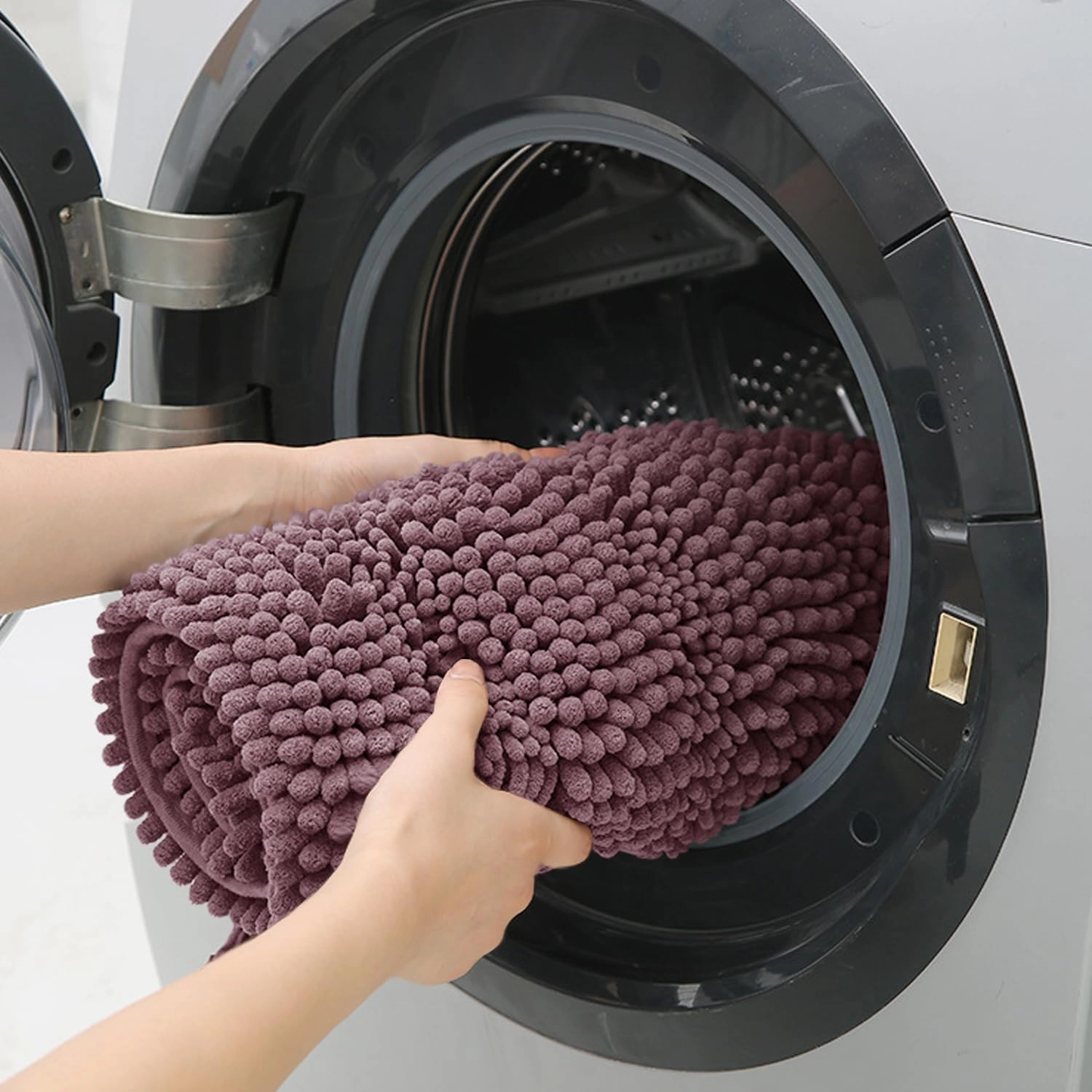 Striped Mauve Bathroom Rug Set 3 Pieces Ultra Soft, Non Slip Chenille Bath Carpet, Absorbent Plush Shaggy Bath Mats for Bathroom, Toilet, Bedroom, Kitchen