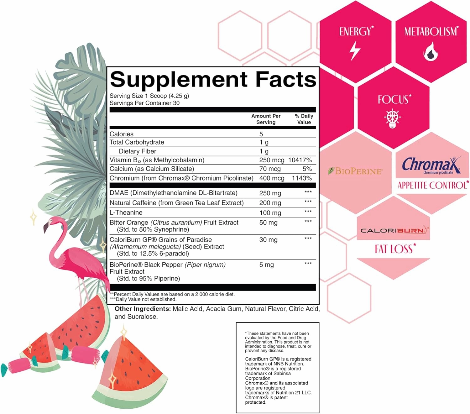 Strong   Sexy Fit, Weight and Diet Support Health Supplement, Workout Drink Powder for Natural Energy, Appetite Control, and Metabolism Support, Supplement for Women, Candied Watermelon Flavor, 30 Svg