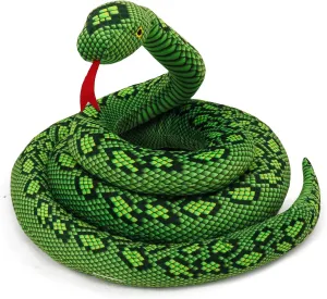 Stuffed Snake 118inch/300cm Fake Snake Giant Snake Stuffed Animal Large Snake Animal Plush Toy Christmas Birthday Gifts for Boys Girls Kids Realistic Stuffed Animal Snake Green