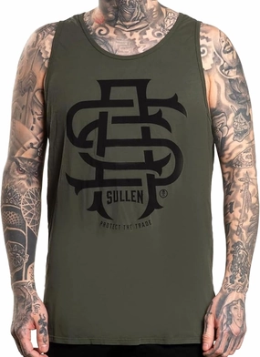 Sullen Mens SAC Tank Tattoo Lifestyle Graphic Art Sleeveless Soft Premium Tank Top Green