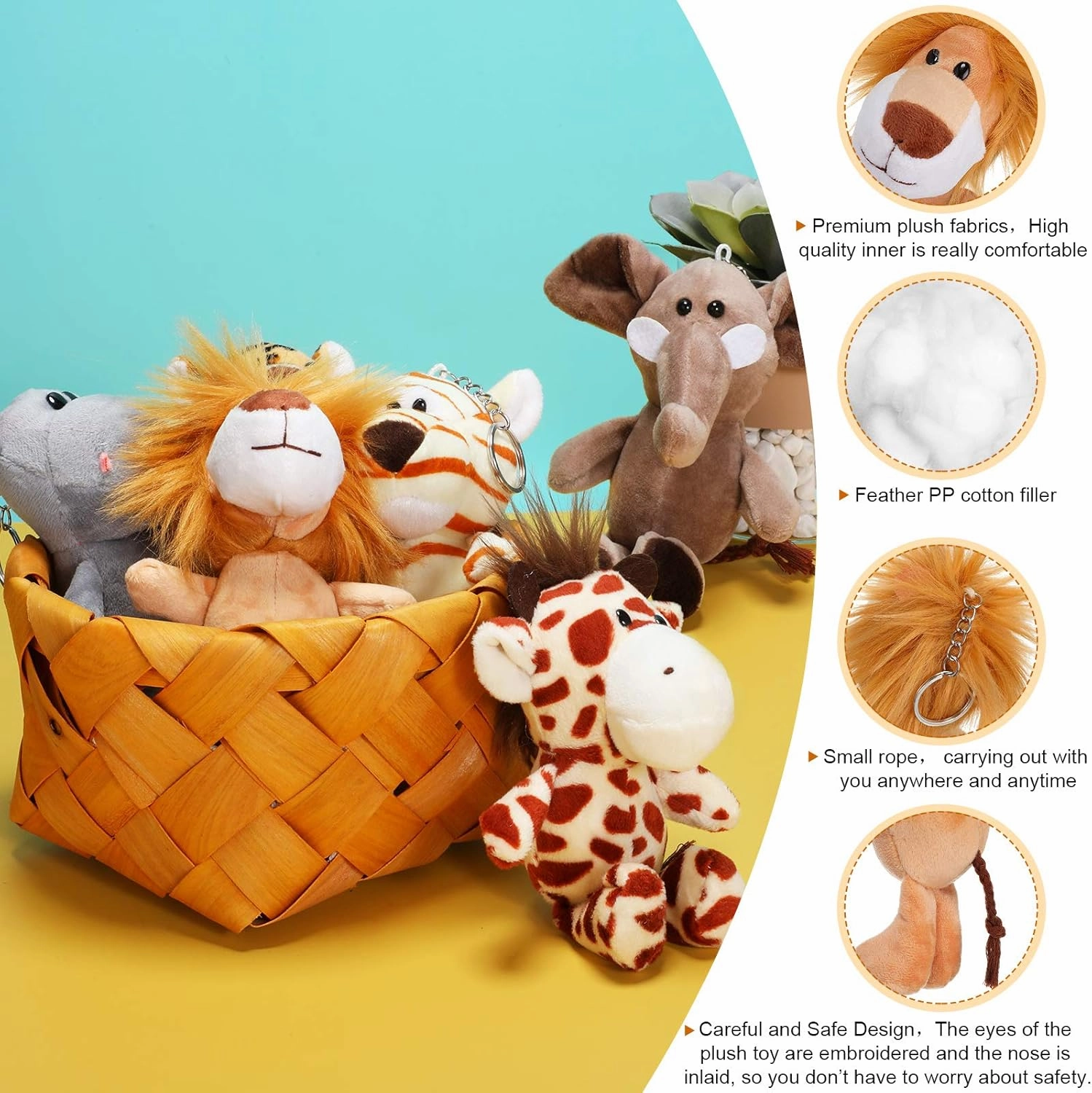 Sumind 12 Pieces Mini Stuffed Forest Animals Jungle Animal Plush Toys 4.8 Inch Cute Elephant Lion Giraffe Tiger Plush for Animal Themed Parties Achievement(Sitting, Standing)