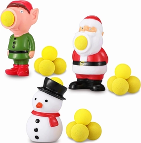 Sumind 3 Packs Christmas Toys Shooter with 15 Shoot Foam Balls up to 20 Feet Santa Snowman Elf Ball Toys Christmas Stocking Stuffers for Kid (Pixie, Santa Claus, Snowman)