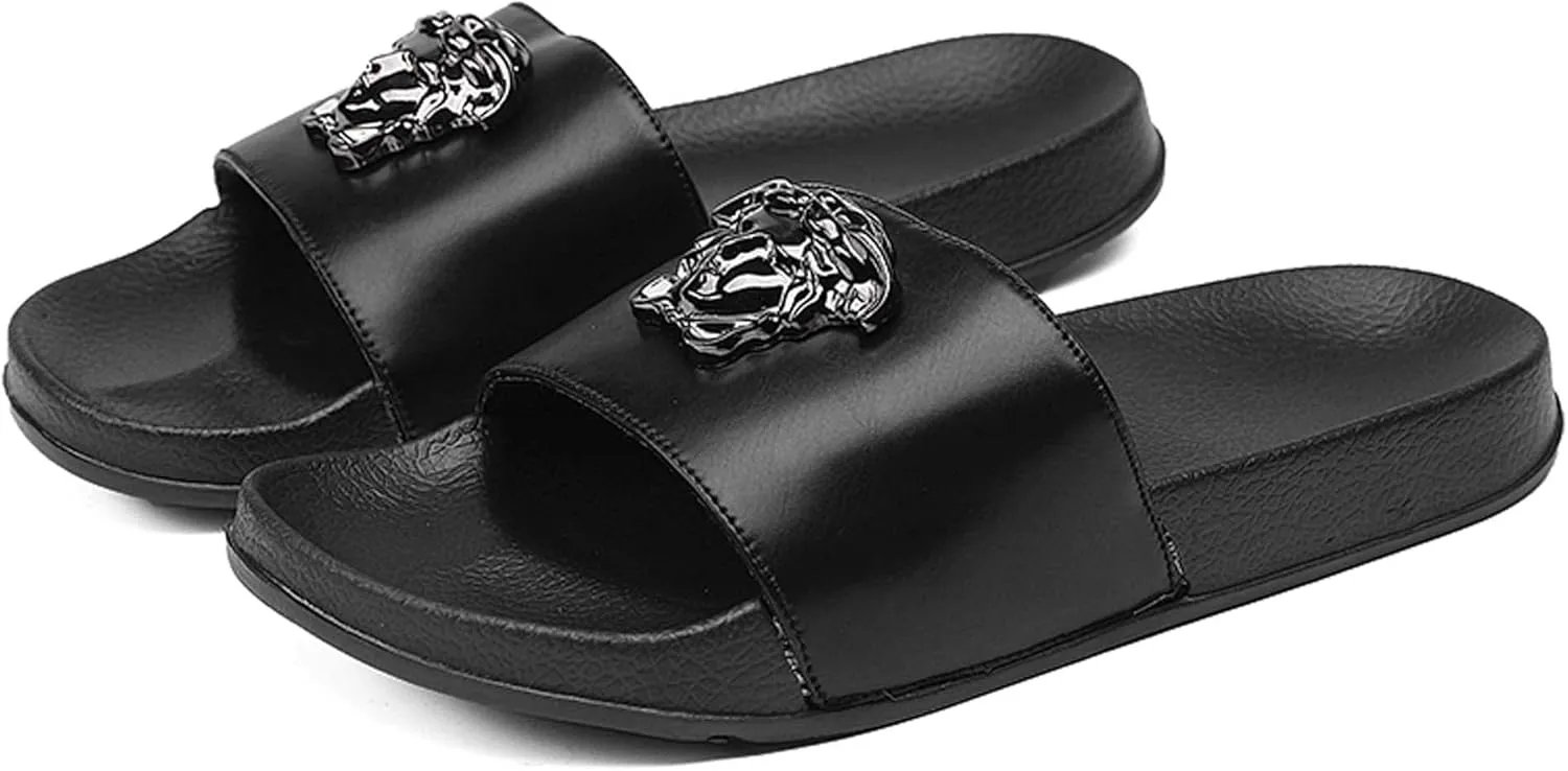 Summer Fashionable Men's Slippers Home Breathable Relaxed Soft Comfortable Anti slip Durable Solid color one word slippers