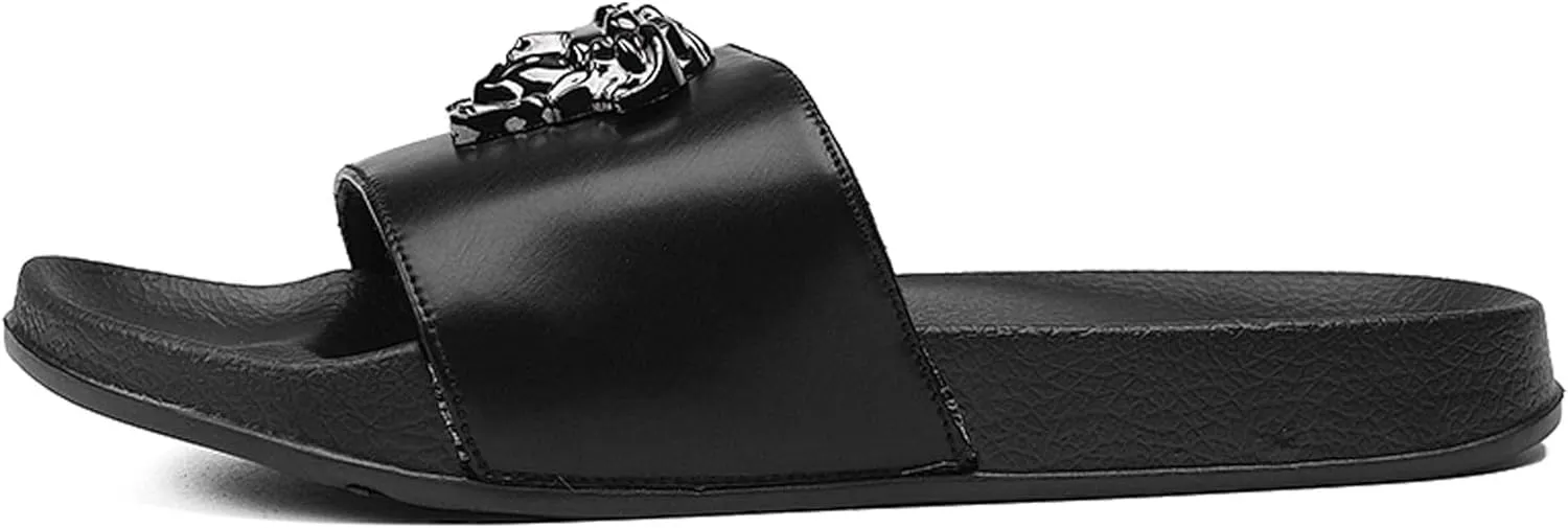 Summer Fashionable Men's Slippers Home Breathable Relaxed Soft Comfortable Anti slip Durable Solid color one word slippers