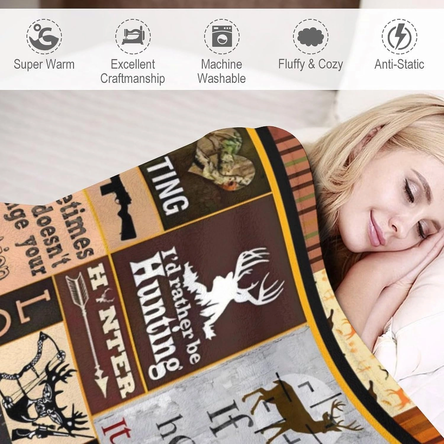 Super Soft Cozy Forest Fleece Elk Deer Decor Picture Blanket for Men, Hunter, Camping, Sofa, Bed - 40"x50"