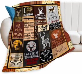 Super Soft Cozy Forest Fleece Elk Deer Decor Picture Blanket for Men, Hunter, Camping, Sofa, Bed - 40"x50"