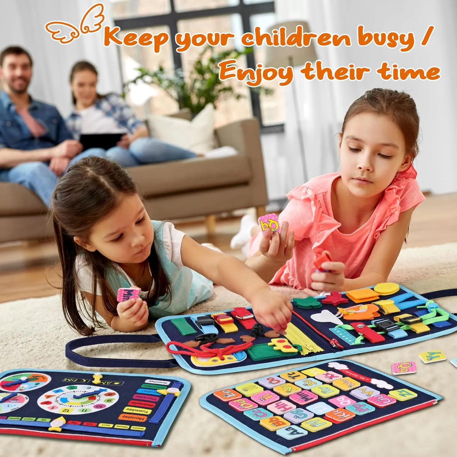 Supplim Busy Board Montessori Toy for Toddlers 1 2 3 4 5 Years Old - Educational Activity Sensory Board Preschool Learning Fine Motor Skills Toys, Toddler Travel Toy for Plane Car, Gift for Boys Girls