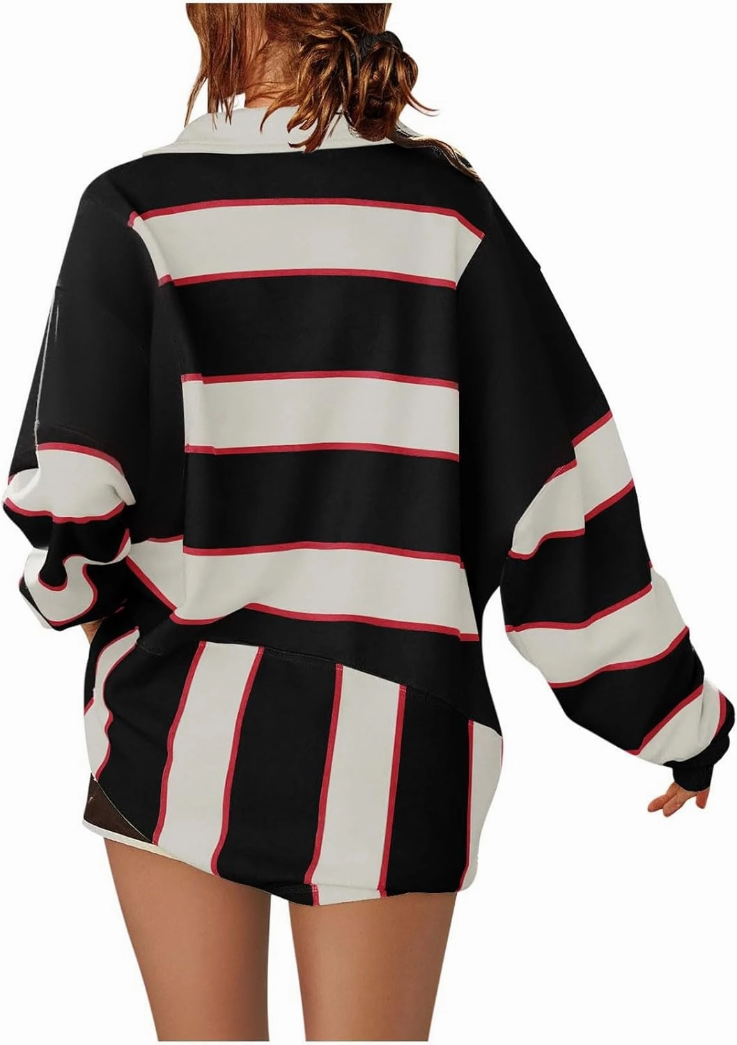 Sweatshirt For Womens Fashion Long Sleeve Striped Hoodies Collar Oversized Pullover Tops Fall outfits