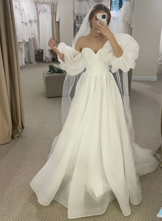 Sweetheart Organza Wedding Dress Princess Style