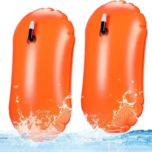Swim Bubble for Open Water Safety Swimmers with Adjustable Waist Belt Watertight Dry Bag for Swim Train Kayakers(Orange)