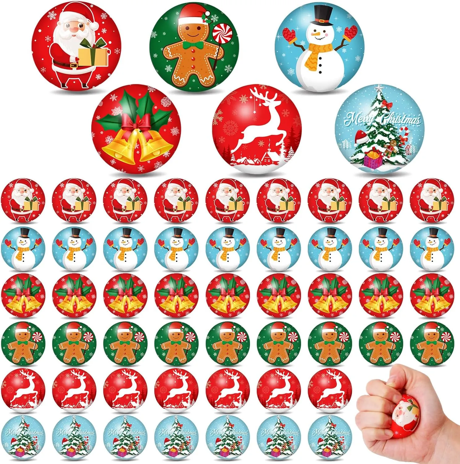 Syhood 100 Pcs Christmas Stress Balls Bulk 1.57'' Foam Stress Balls Anxiety Stress Relief Toy Gifts for Students Winter Christmas Party Stocking Stuffers Goodie Bag Fillers(Classic)