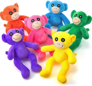 Syhood 6 Pcs Neon Stuffed Animal Monkeys for Party Favors, 7. 8 Inch Rainbow Monkey Assorted Plush Colorful Monkeys Toys for Kids Birthday Party Supplies