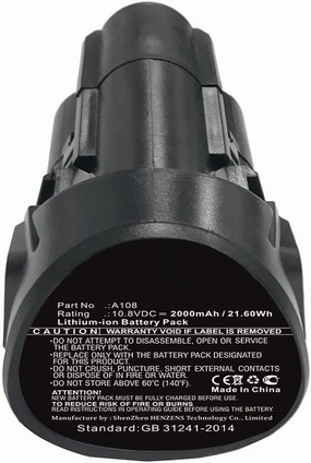 Synergy Digital Power Tool Battery, Compatible with Kress A108 Power Tool, (Li-ion, 10.8V, 2000mAh) Ultra High Capacity, Replacement for Kress A108 Battery