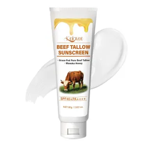 Tallow Sunscreen, Sunscreen for Face,SPF40 Face Body Sunscreen,Grass-fed tallow and honey for skin nourishment,Refreshing and non-greasy, fast-absorbing formula for summer outdoor travel