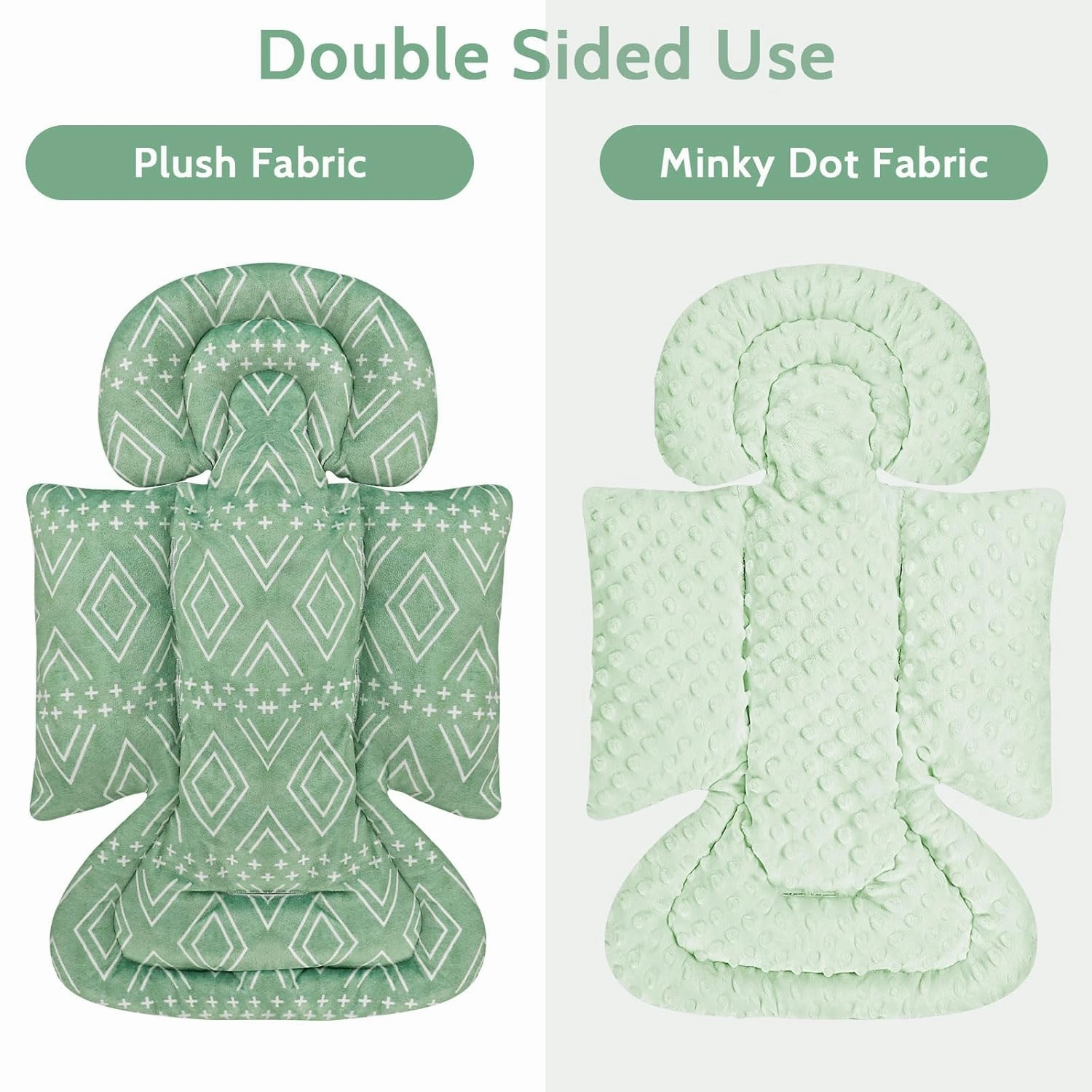 TANOFAR Car Seat Head Support Baby - Infant Car Seat Insert for Newborn Girls Boys - Soft Carseat Head Support for Infant - Newborn Carseat Insert for Car Seats, Strollers, Swings, Bouncer (Green)