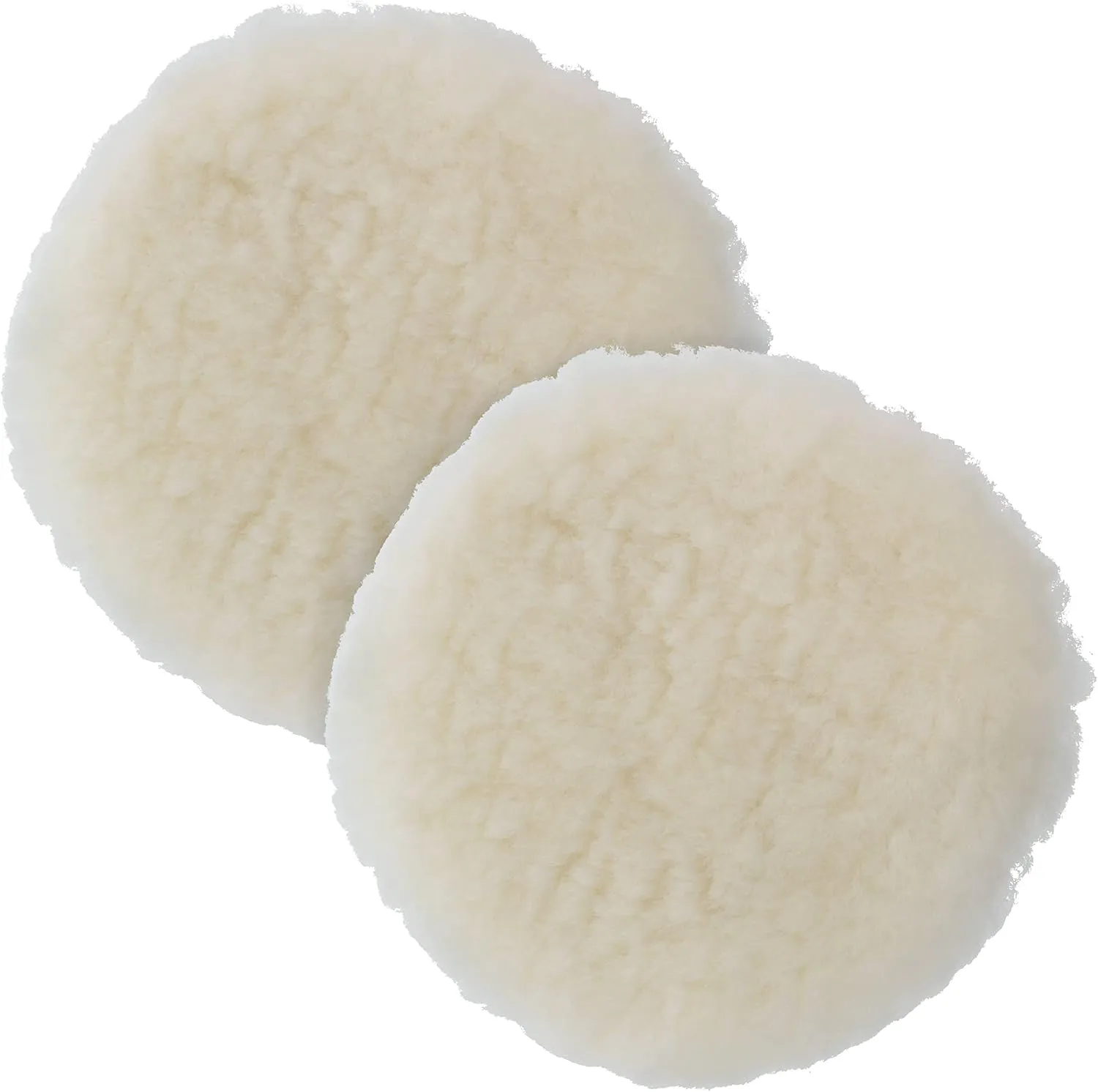TCP Global 7" All Natural Premium 100% Wool Buffing Pad - 1" Thick Pile- Hook and Loop Grip Attachment Buffing & Polishing Pad (Pack of 2)