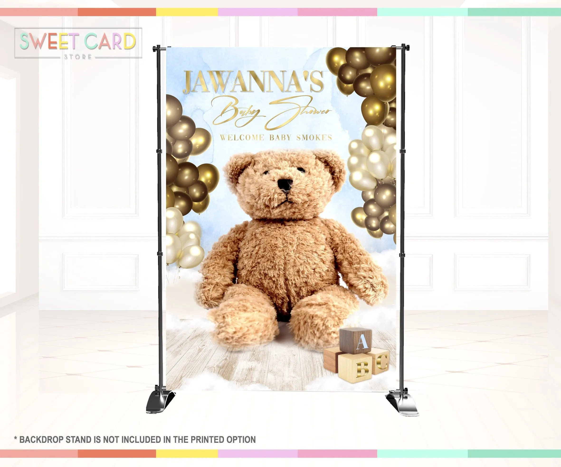 TEDDY BEAR BACKDROP,  Baby Shower Backdrop, Teddy Bear balloons Backdrop,  stuffed teddy bear bow backdrop, teddy bear backdrop decor reveal