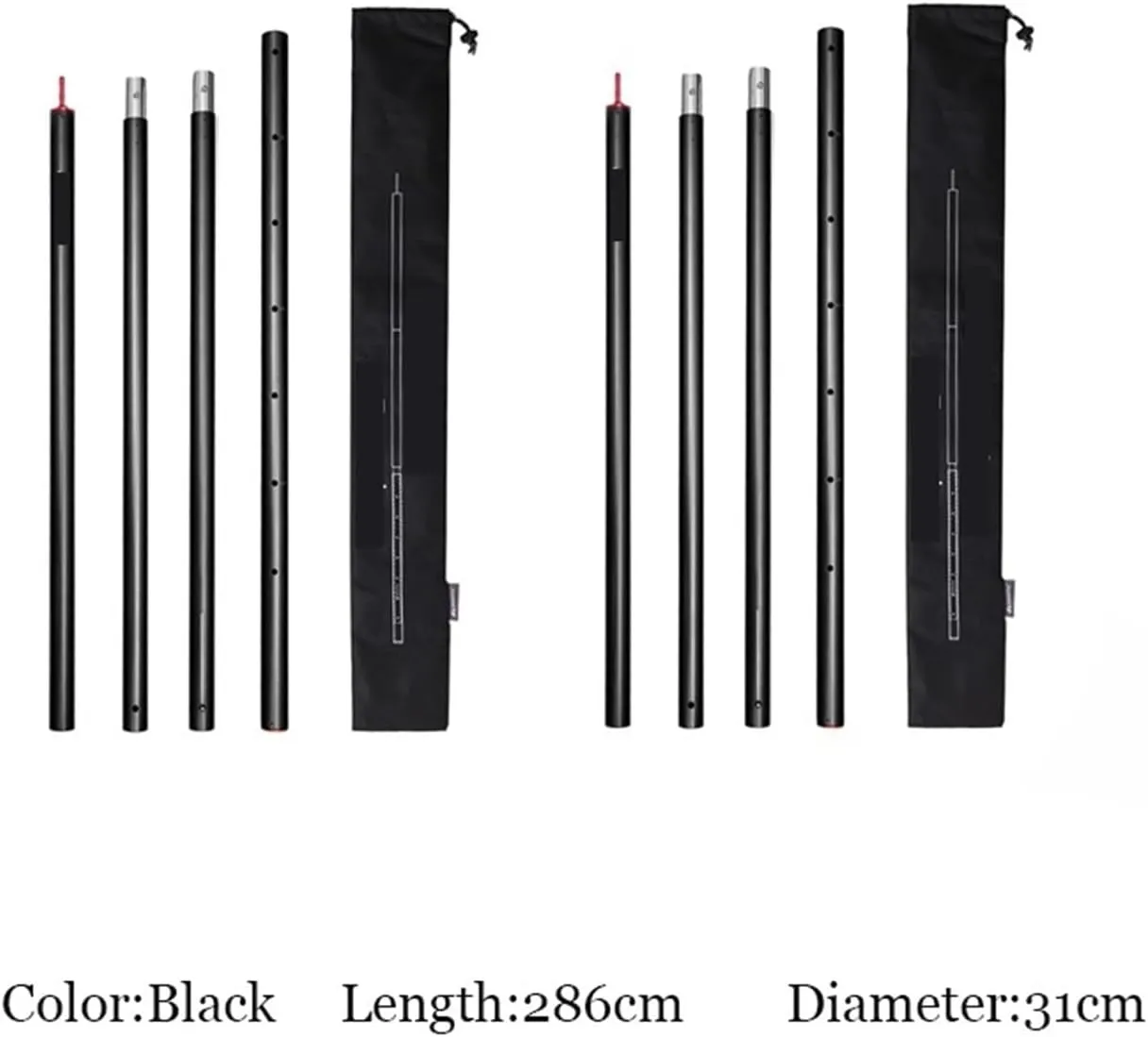 Telescopic Tarp Poles，Adjustable Tent Poles 1pcs Thicken Aluminum Alloy Tent Pole Adjustable Tent Support Rods Beach Shelter Tarp Awning Pole Poles for Camping Hiking Tent Tent Poles(Black)