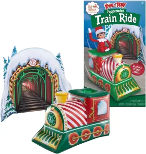 The Elf on the Shelf Scout Elves at Play Peppermint Train Ride. Inflatable Train for Fun Arrival Scenes! - Scout Elf Not Included