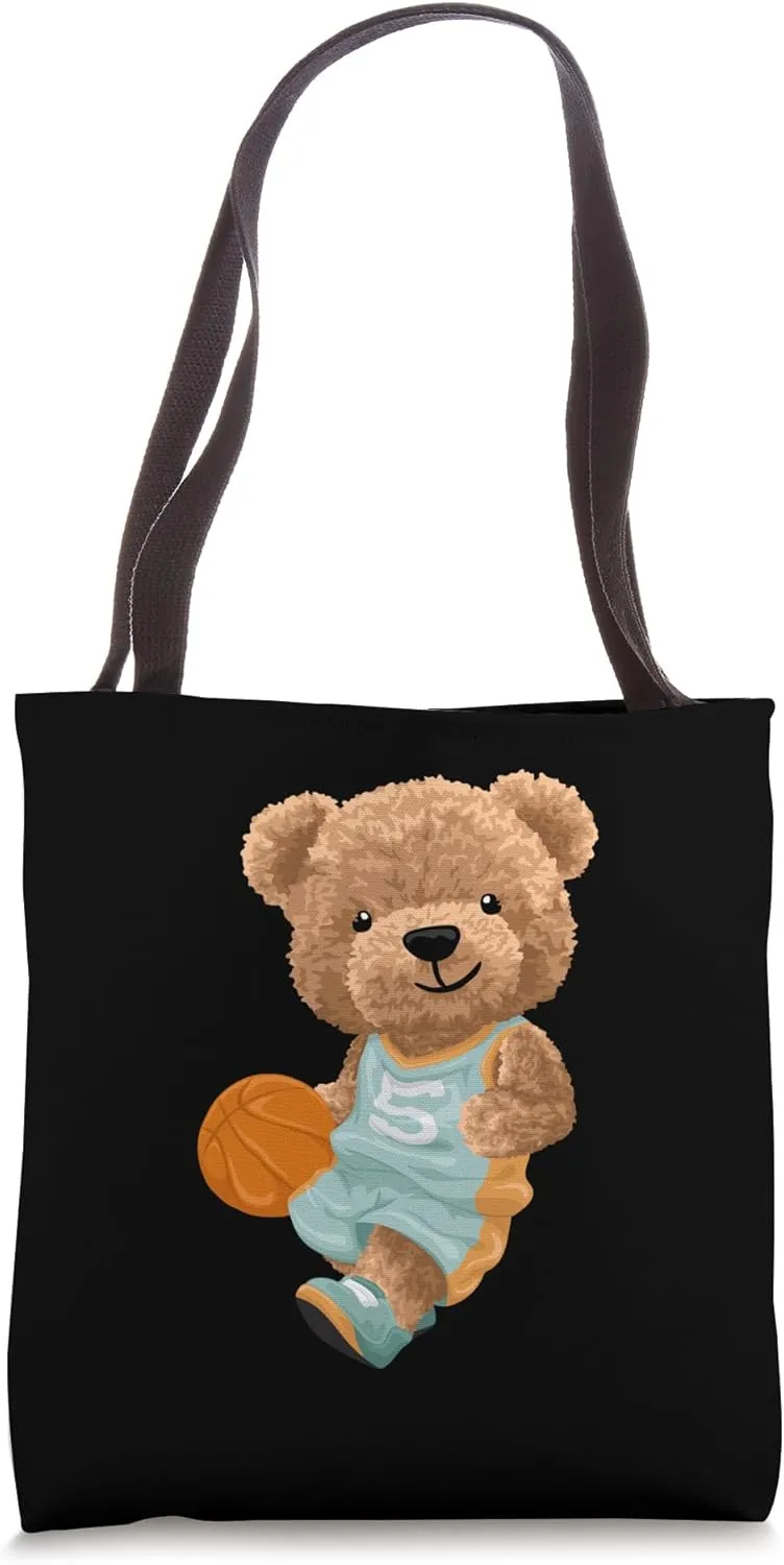 The Legend None Stop Cool Teddy Bear Basketball Slam Dunk Tote Bag