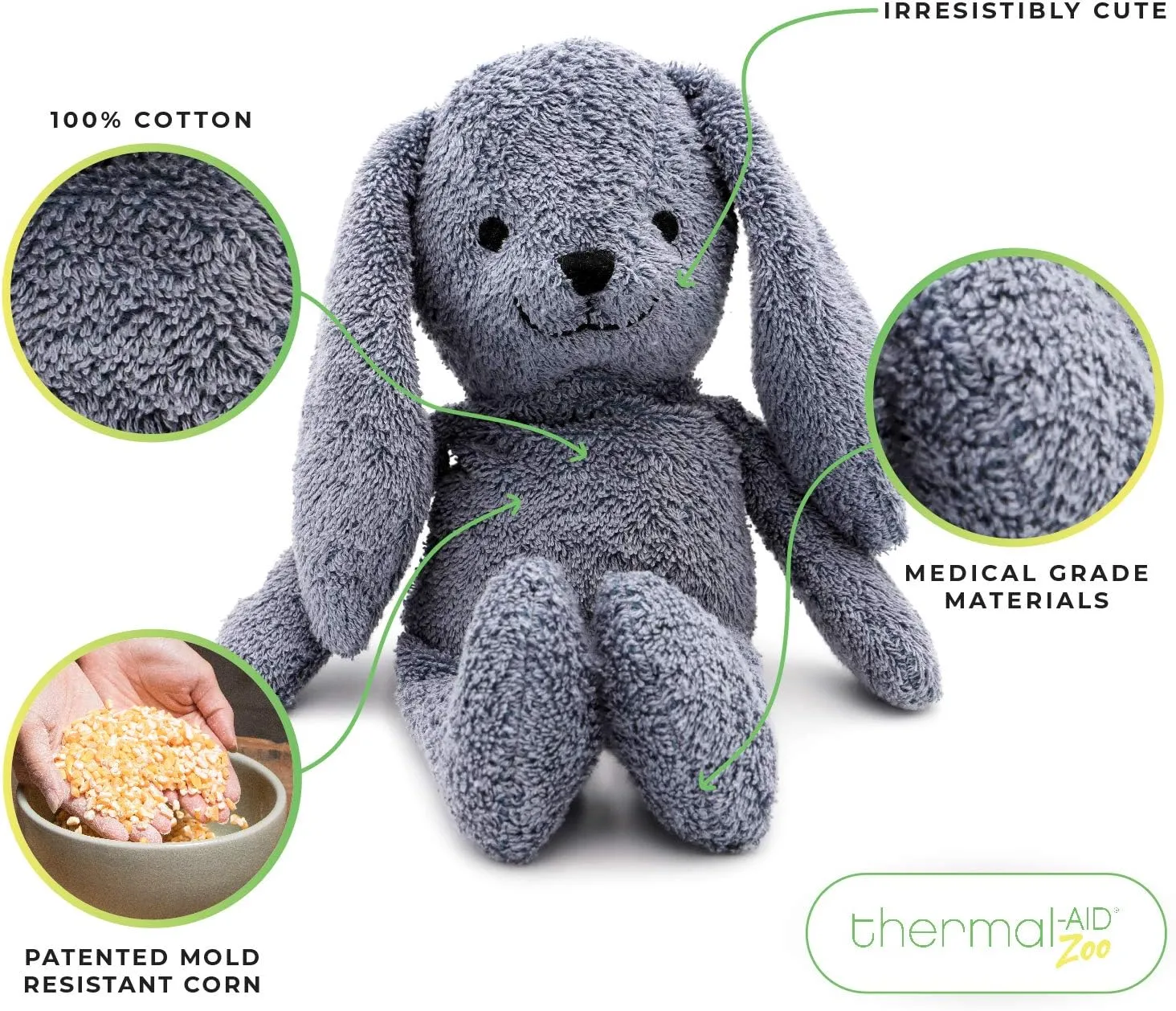 Thermal-Aid Zoo Microwavable Stuffed Animal - Heated and Heatable Plush Toy - Hot/Cold Pack - Baxter The Bunny