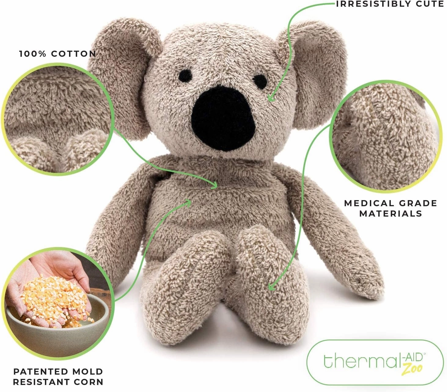 Thermal-Aid Zoo Microwavable Stuffed Animal - Plush Toy and Hot Cold Pack - Ollie The Koala