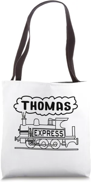 Thomas Boys Name Steam Train Locomotive Tote Bag