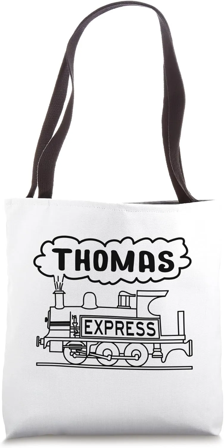 Thomas Boys Name Steam Train Locomotive Tote Bag