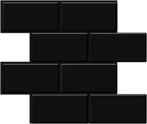 Tic Tac Tiles 10-Sheets Peel and Stick Tiles in Thicker Large Subway 10.6" x 12.5" Design (10, Black)
