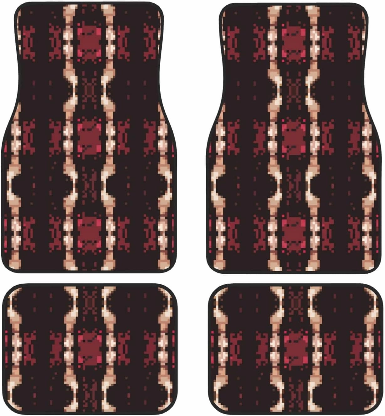 Tileable Pixel Car Front and Rear Floor Mats, Anti Slip Car Mats, Complete Set of 4 Carpets, All Weather Protection