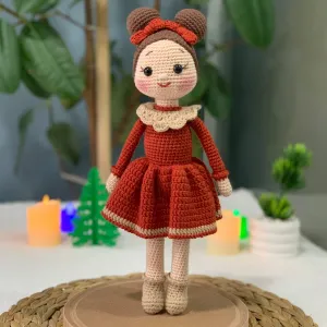 Tiny Things Stuffed Animal | Plush Toy | Cuddle Play and Bed time Friend | Handmade Natural Baby Doll | Knitted Crochet Toys | Crocheted Doll for Babies Crochet Baby Doll (Ruby)